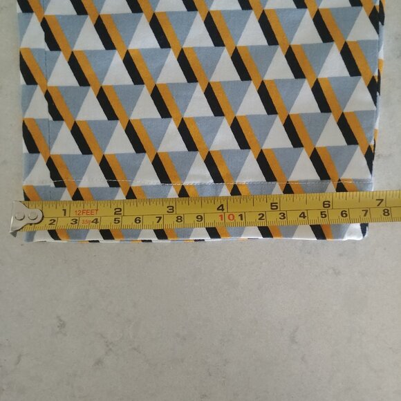 Zilch Amsterdam geometric pattern cotton tapered pants yellow grey white Large - Picture 12 of 15